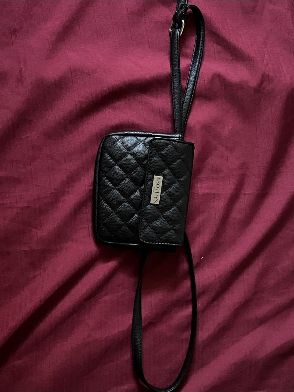 Black Quilted Crossbody Bag with Front Flap